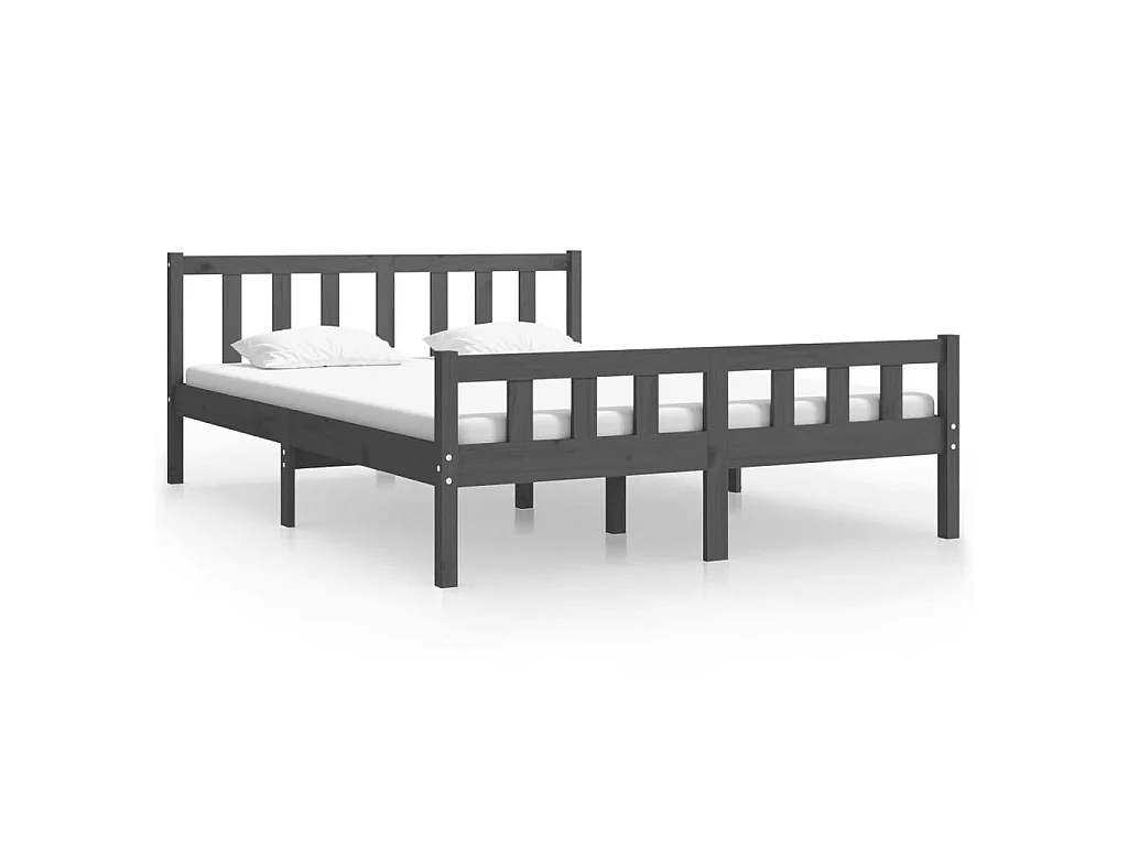 Bedframe massief hout grijs 140x190 cm