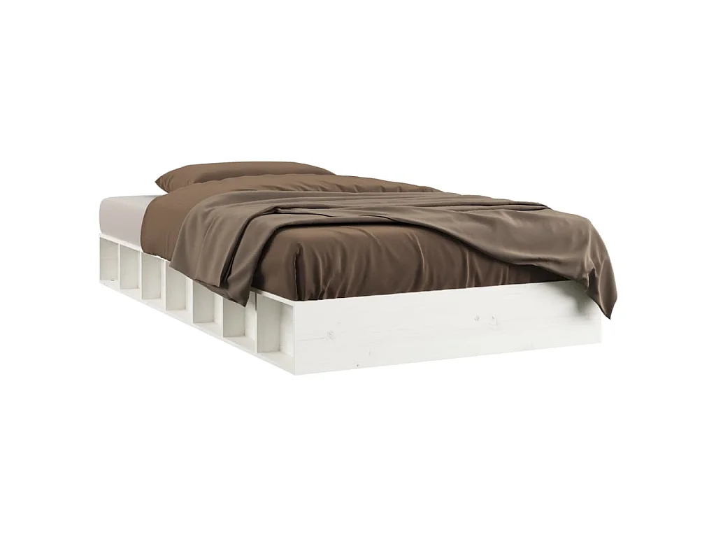 Bedframe massief hout wit 120x190 cm