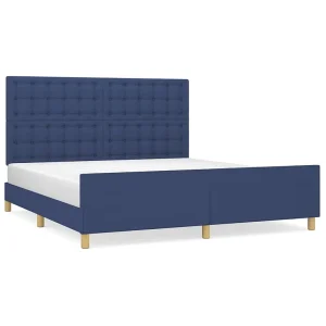 Bedframe met hoofdeinde stof blauw 180×200 cm Bedframe met hoofdeinde stof blauw 180×200 cm