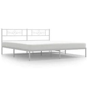 Bedframe met hoofdbord metaal wit 193×203 cm Bedframe met hoofdbord metaal wit 193×203 cm