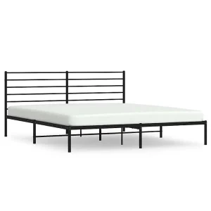 Bedframe met hoofdbord metaal zwart 200×200 cm Bedframe met hoofdbord metaal zwart 200×200 cm