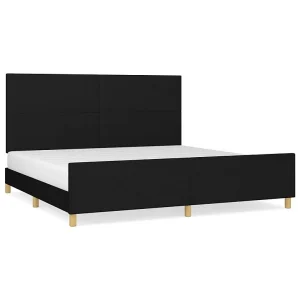Bedframe zonder matras stof zwart 200×200 cm Bedframe zonder matras stof zwart 200×200 cm