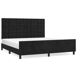 Bedframe zonder matras 160×200 cm fluweel zwart Bedframe zonder matras 160×200 cm fluweel zwart