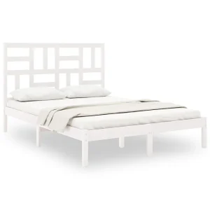 Bedframe massief hout wit 120×200 cm Bedframe massief hout wit 120×200 cm