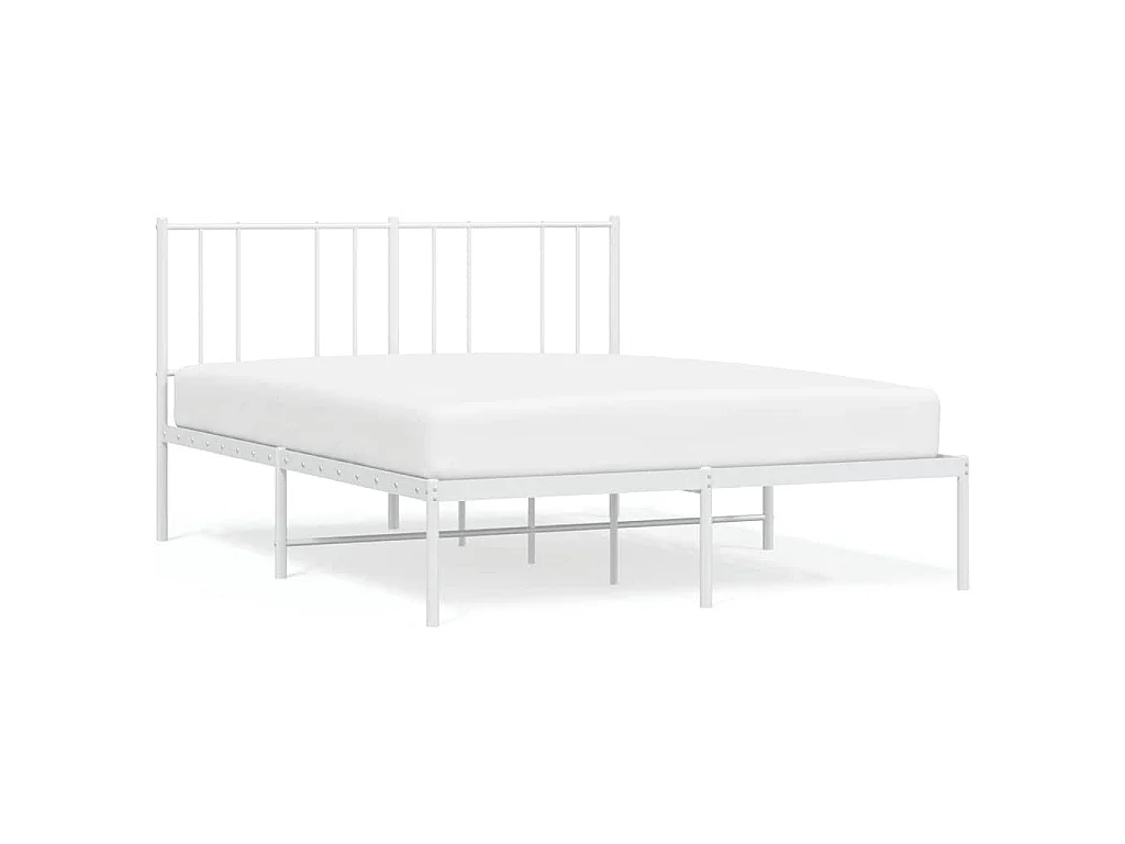 Bedframe met hoofdbord metaal wit 150x200 cm