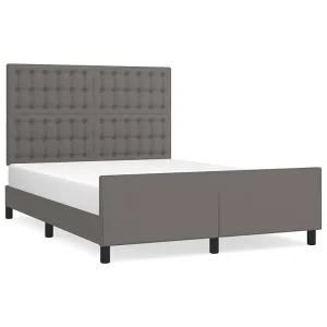 Bedframe met hoofdbord kunstleer grijs 140×190 cm