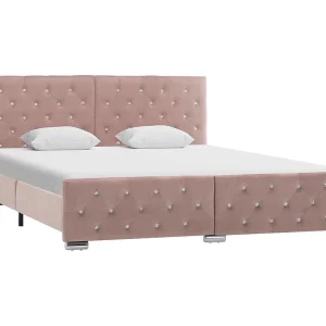 Bedframe fluweel roze 160×200 cm