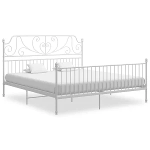 Bedframe metaal wit 200×200 cm Bedframe metaal wit 200×200 cm