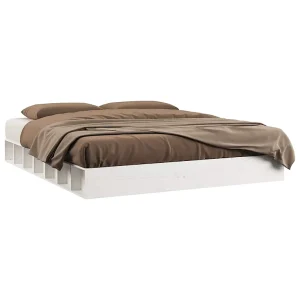Bedframe massief hout wit 140×200 cm