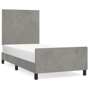 Bedframe zonder matras 80×200 cm fluweel lichtgrijs Bedframe zonder matras 80×200 cm fluweel lichtgrijs