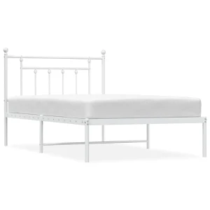 Bedframe met hoofdbord metaal wit 107×203 cm Bedframe met hoofdbord metaal wit 107×203 cm