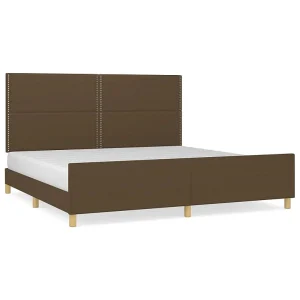 Bedframe zonder matras stof donkerbruin 200×200 cm Bedframe zonder matras stof donkerbruin 200×200 cm