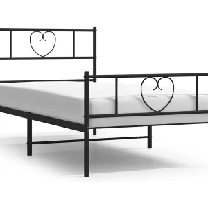 Bedframe met hoofd- en voeteneinde metaal zwart 80×200 cm