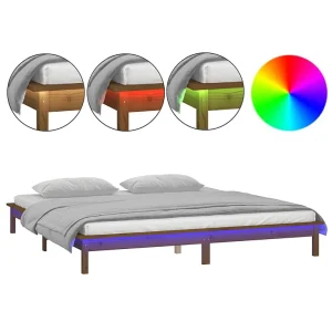 Bedframe LED massief hout honingbruin 140×190 cm Bedframe LED massief hout honingbruin 140×190 cm