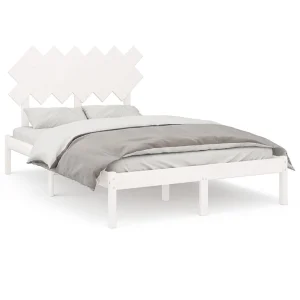 Bedframe massief hout wit 120×200 cm Bedframe massief hout wit 120×200 cm