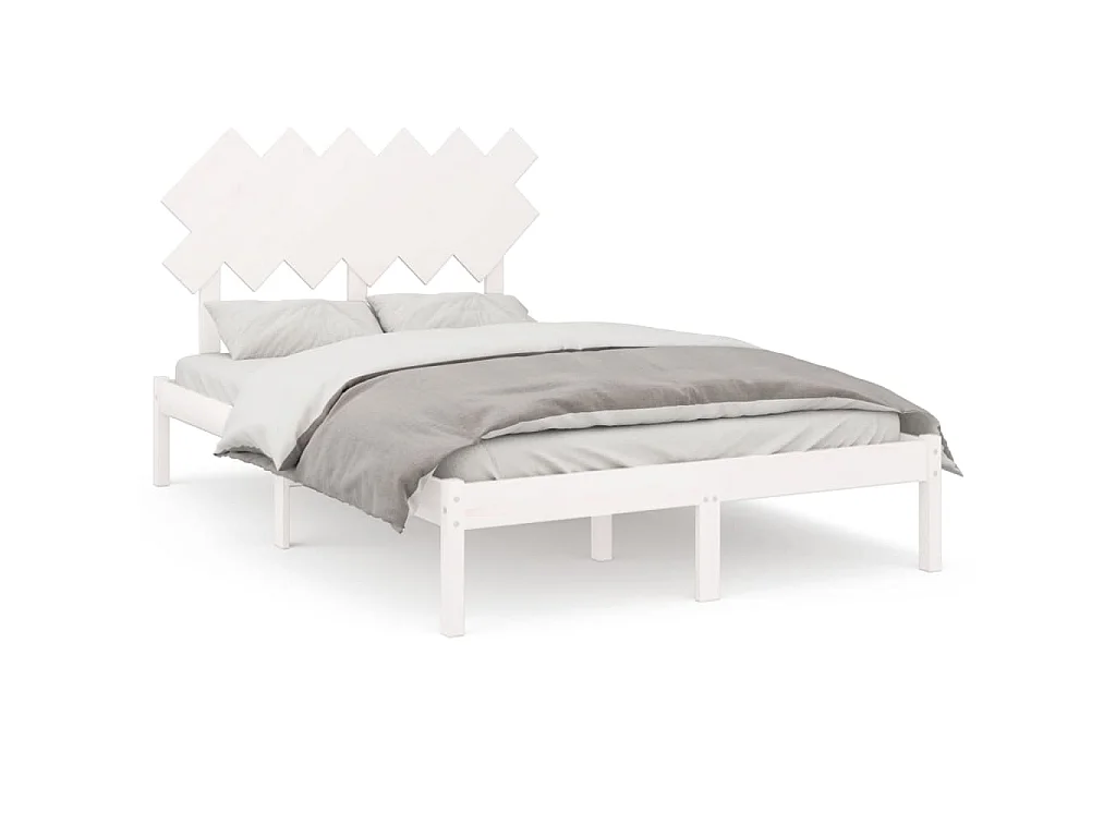 Bedframe massief hout wit 120x200 cm