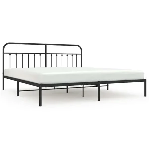 Bedframe met hoofdbord metaal zwart 193×203 cm Bedframe met hoofdbord metaal zwart 193×203 cm
