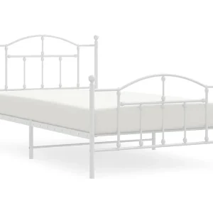 Bedframe met hoofd- en voeteneinde metaal wit 107×203 cm Bedframe met hoofd- en voeteneinde metaal wit 107×203 cm