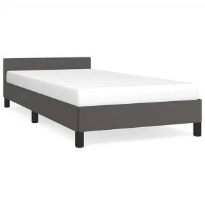 Bedframe met hoofdeinde zonder matras 90×190 cm grijs Bedframe met hoofdeinde zonder matras 90×190 cm grijs