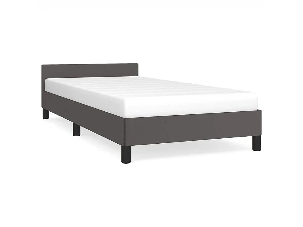 Bedframe met hoofdeinde zonder matras 90x190 cm grijs