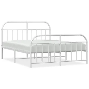 Bedframe met hoofd- en voeteneinde metaal wit 140×200 cm Bedframe met hoofd- en voeteneinde metaal wit 140×200 cm