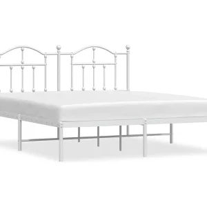 Bedframe met hoofdbord metaal wit 183×213 cm Bedframe met hoofdbord metaal wit 183×213 cm
