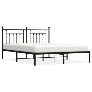 Bedframe met hoofdbord metaal zwart 183×213 cm Bedframe met hoofdbord metaal zwart 183×213 cm