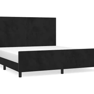 Bedframe met hoofdeinde fluweel zwart 180×200 cm