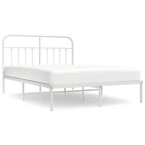 Bedframe met hoofdbord metaal wit 140×200 cm Bedframe met hoofdbord metaal wit 140×200 cm