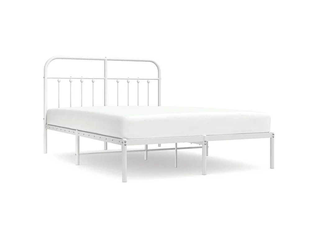 Bedframe met hoofdbord metaal wit 140x200 cm