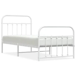 Bedframe met hoofd- en voeteneinde metaal wit 90×190 cm Bedframe met hoofd- en voeteneinde metaal wit 90×190 cm