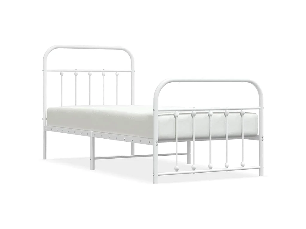 Bedframe met hoofd- en voeteneinde metaal wit 90x190 cm
