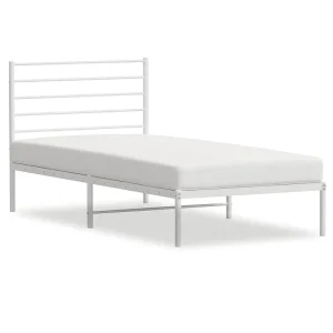 Bedframe met hoofdbord zonder matras metaal wit 75×190 cm Bedframe met hoofdbord zonder matras metaal wit 75×190 cm
