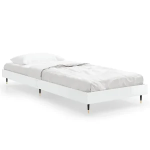 Bedframe bewerkt hout hoogglans wit 75×190 cm Bedframe bewerkt hout hoogglans wit 75×190 cm