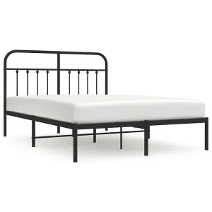 Bedframe met hoofdbord metaal zwart 140×190 cm Bedframe met hoofdbord metaal zwart 140×190 cm