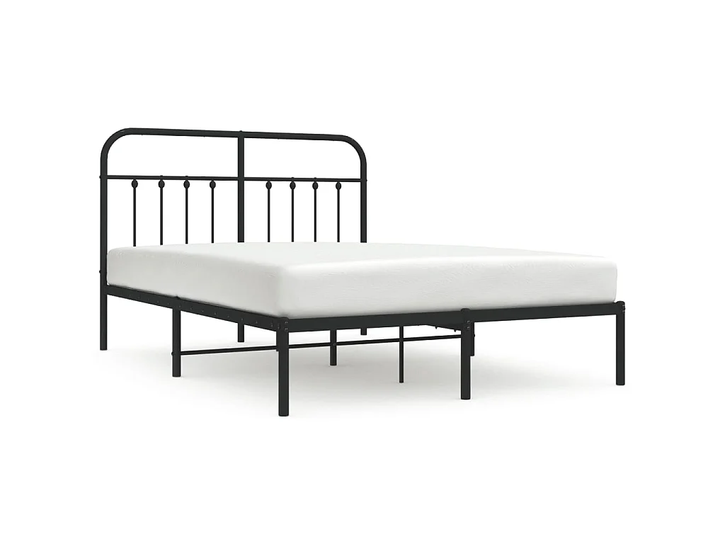Bedframe met hoofdbord metaal zwart 140x190 cm