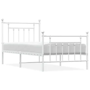 Bedframe met hoofd- en voeteneinde metaal wit 90×190 cm Bedframe met hoofd- en voeteneinde metaal wit 90×190 cm
