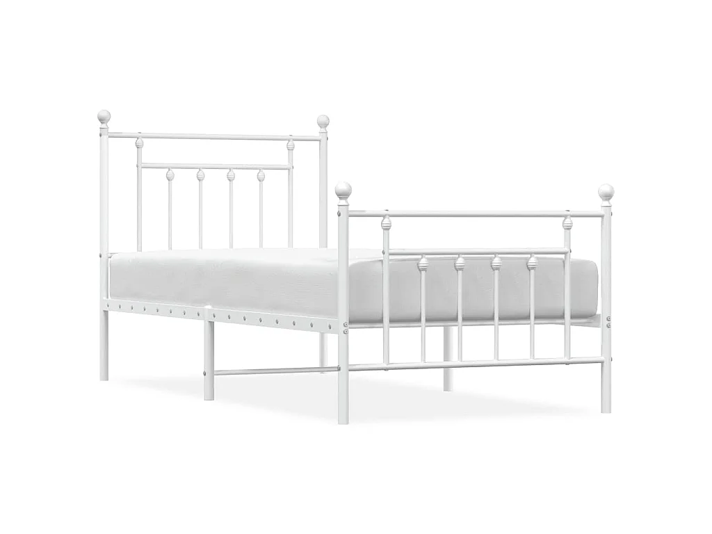 Bedframe met hoofd- en voeteneinde metaal wit 90x190 cm