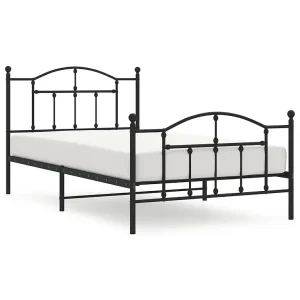 Bedframe met hoofd- en voeteneinde metaal zwart 107×203 cm Bedframe met hoofd- en voeteneinde metaal zwart 107×203 cm