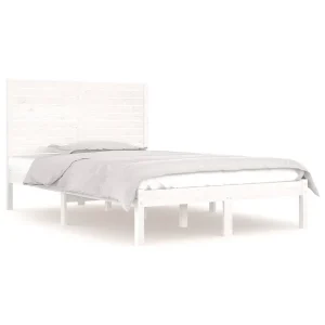 Bedframe massief hout wit 140×190 cm