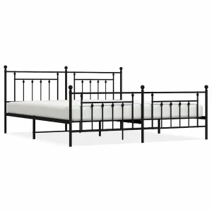 Bedframe met hoofd- en voeteneinde metaal zwart 193×203 cm Bedframe met hoofd- en voeteneinde metaal zwart 193×203 cm