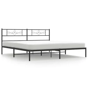 Bedframe met hoofdbord metaal zwart 193×203 cm Bedframe met hoofdbord metaal zwart 193×203 cm