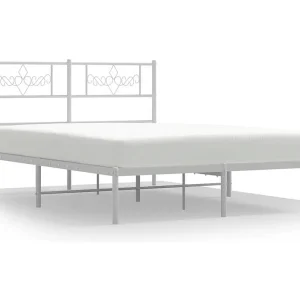 Bedframe met hoofdbord metaal wit 140×200 cm Bedframe met hoofdbord metaal wit 140×200 cm