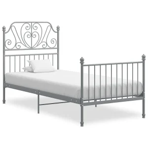 Bedframe metaal grijs 90×200 cm Bedframe metaal grijs 90×200 cm