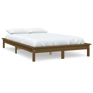 Bedframe massief grenenhout honingbruin 135×190 cm Bedframe massief grenenhout honingbruin 135×190 cm