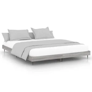 Bedframe bewerkt hout grijs sonoma eikenkleurig 140×200 cm Bedframe bewerkt hout grijs sonoma eikenkleurig 140×200 cm