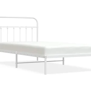 Bedframe met hoofdbord metaal wit 107×203 cm Bedframe met hoofdbord metaal wit 107×203 cm