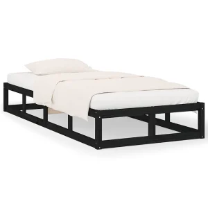 Bedframe massief hout zwart 90×200 cm Bedframe massief hout zwart 90×200 cm