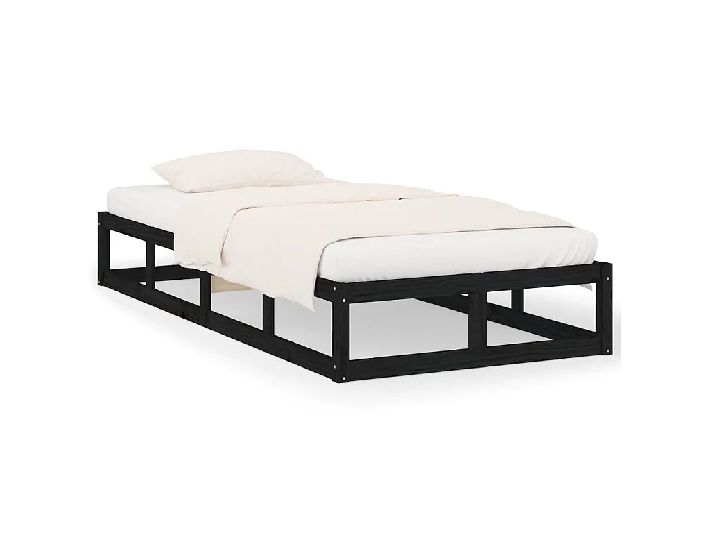 Bedframe massief hout zwart 90x200 cm