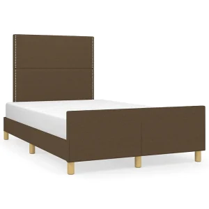 Bedframe zonder matras 120×200 cm stof donkerbruin Bedframe zonder matras 120×200 cm stof donkerbruin